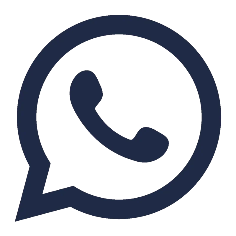 Ícone minimalista do WhatsApp em tom azul-escuro com fundo transparente. 
